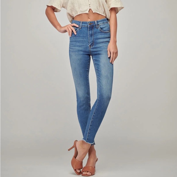 NATURE DENIM Diane High Rise Ankle Skinny Denim Jeans Raw Hem Size 25 NEW - Picture 13 of 16